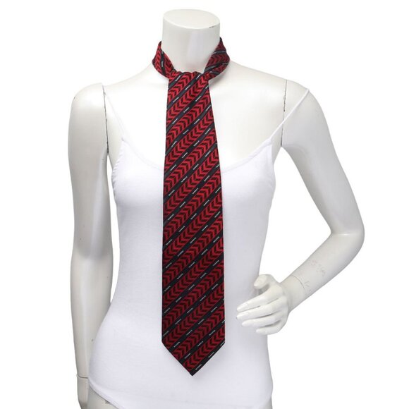 Vintage YAMAHA Logo Tie Blue Geometric Pattern Polyester Japan Motorcycles - Picture 3 of 7